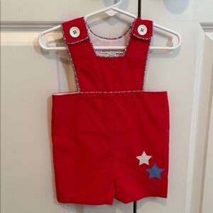 The Beaufort Bonnet Company Red Romper with Star Accents